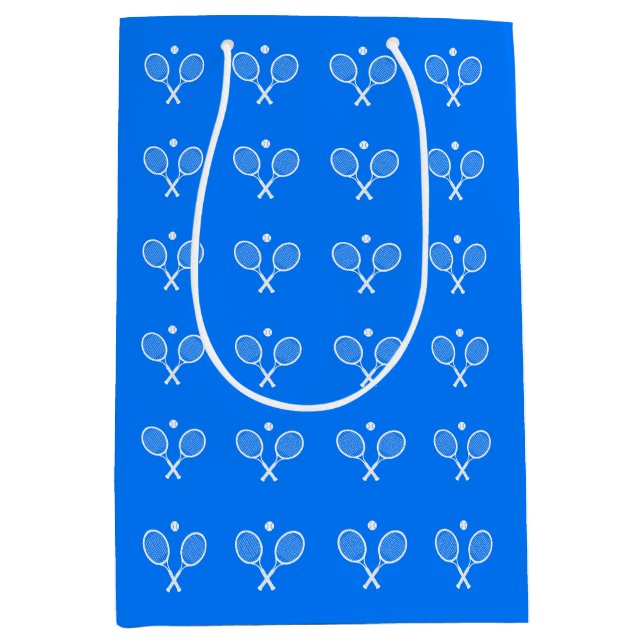 Tennis Rackets Blue Hintergrund Mittlere Geschenktüte (Vorderseite)