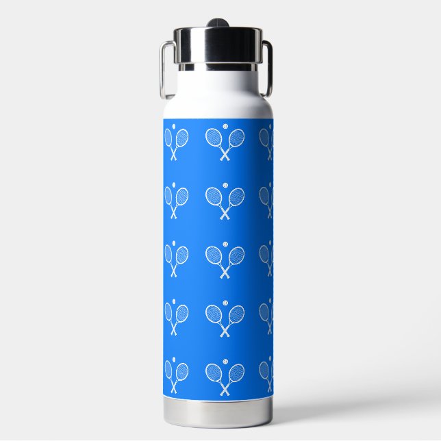 Tennis Rackets Blue Hintergrund Trinkflasche (Vorderseite)
