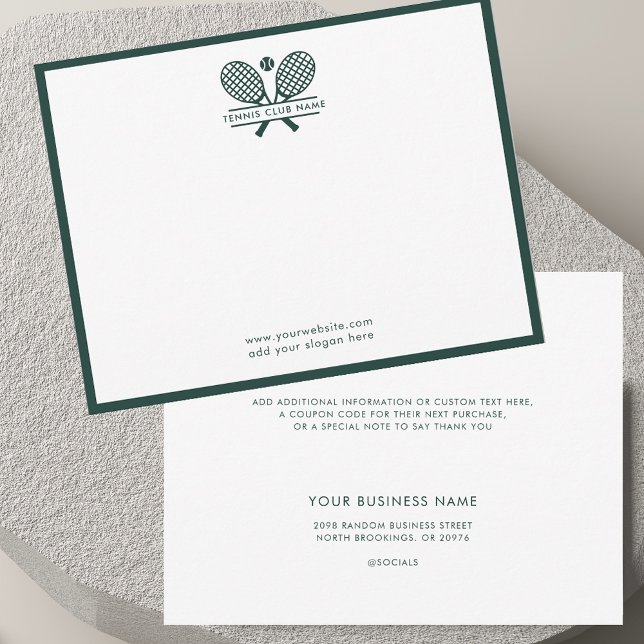 Tennis Rackets Icon Club Dankeskarte (Tennis Rackets Icon Club Name Green Borders Thank You Card)