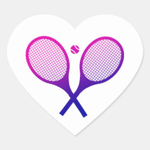 Tennis Rackets Magenta bis Lila Ombre Herz-Aufkleber