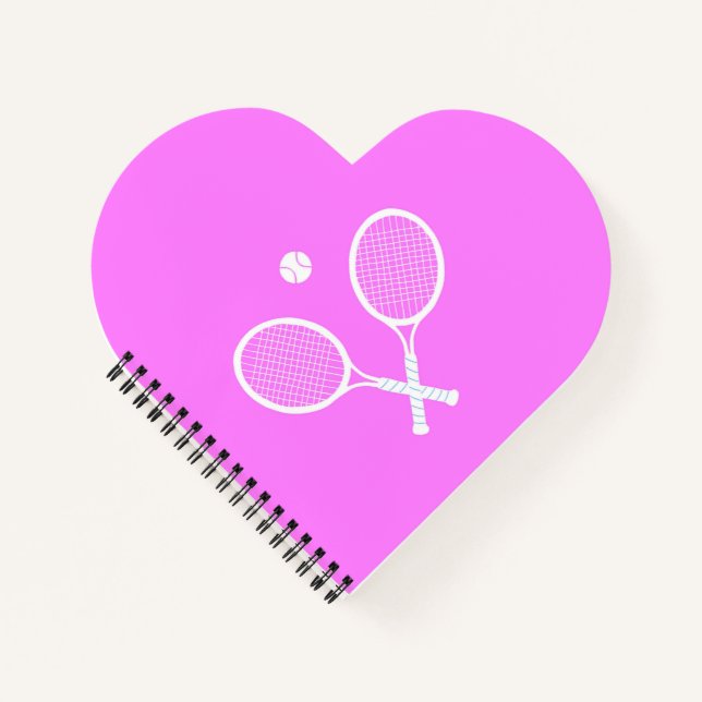 Tennis Rackets Rosa Herz Notizbuch (Vorderseite)