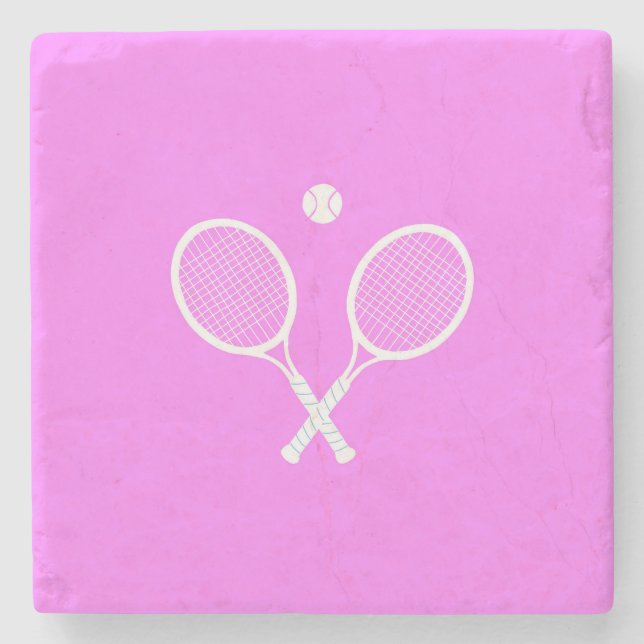 Tennis-Rackets und Ball-Party rosa Steinuntersetzer (Vorderseite)