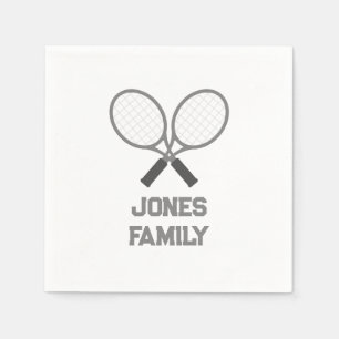 Tennis-Rackets und Name Family Wiedersehen Serviette