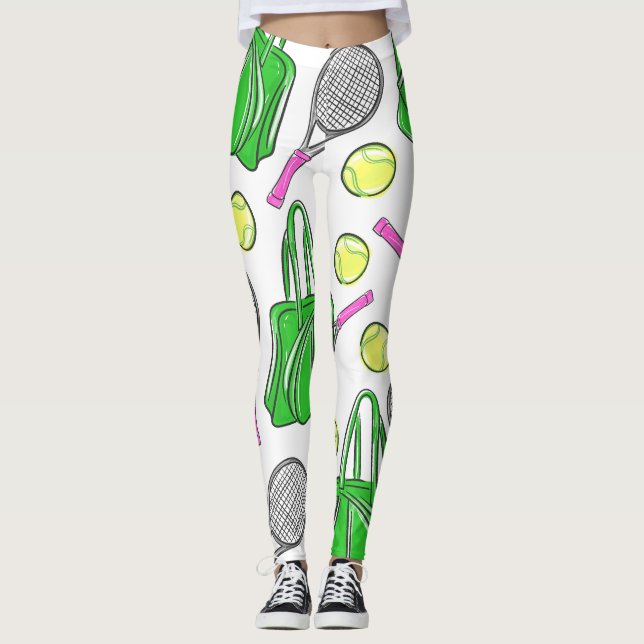 Tennis Racquet Bag Balls Preppy Leggings (Vorderseite)