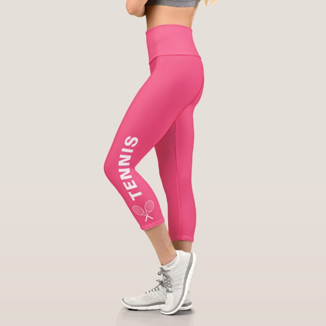 Tennis Racquet - Benutzerdefinierter Text oder Tea Capri Leggings (Links)