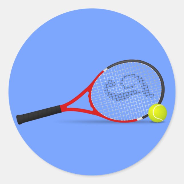 Tennis Racquet und Ball Runder Aufkleber (Vorderseite)