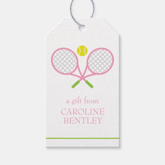 Tennis Racquets Personalisierte Gift Tags Geschenkanhänger (Vorderseite)