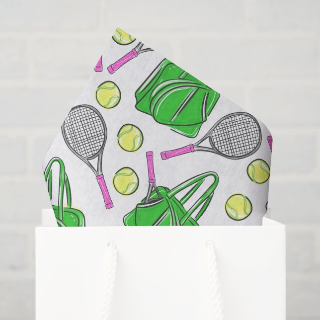Tennis Racquets Pink Green Preppy Muster Seidenpapier (Geschenktüte)