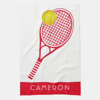 Tennis Red Personalisiert Name oder Monogramm Geschirrtuch