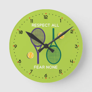 Tennis: Respekt für alle, keine Angst - grün Runde Wanduhr