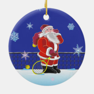 Tennis Sankt, frohe Weihnachten Keramik Ornament