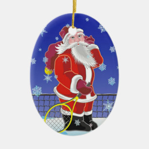 Tennis Sankt, Weihnachtsbaum, Keramik Ornament