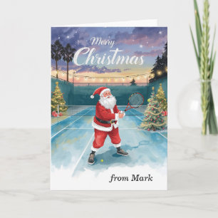 Tennis-Santa auf dem Court Weihnachten Karte