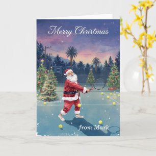 Tennis Santa auf dem Platz Weihnachten Karte