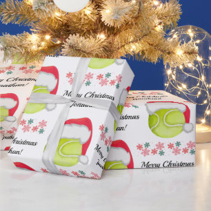 Tennis Santa Ball Frohe Weihnachten & Name des Kin Geschenkpapier