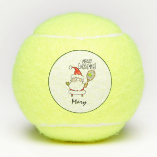 Tennis Santa Claus Frohe Weihnachten mit Schläger Tennisbälle