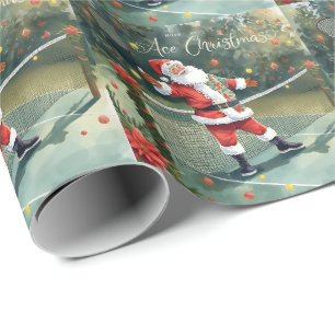 Tennis Santa spielt Tennis auf dem Court Geschenkpapier