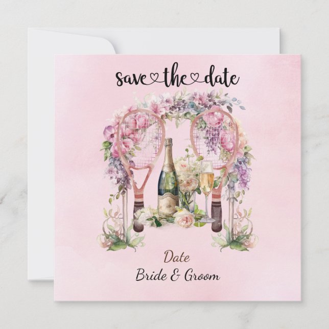 Tennis Save the Date Einladung zur Hochzeitsfeier (Vorderseite)