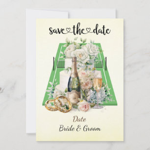Tennis Save the Date Einladung zur Hochzeitsfeier