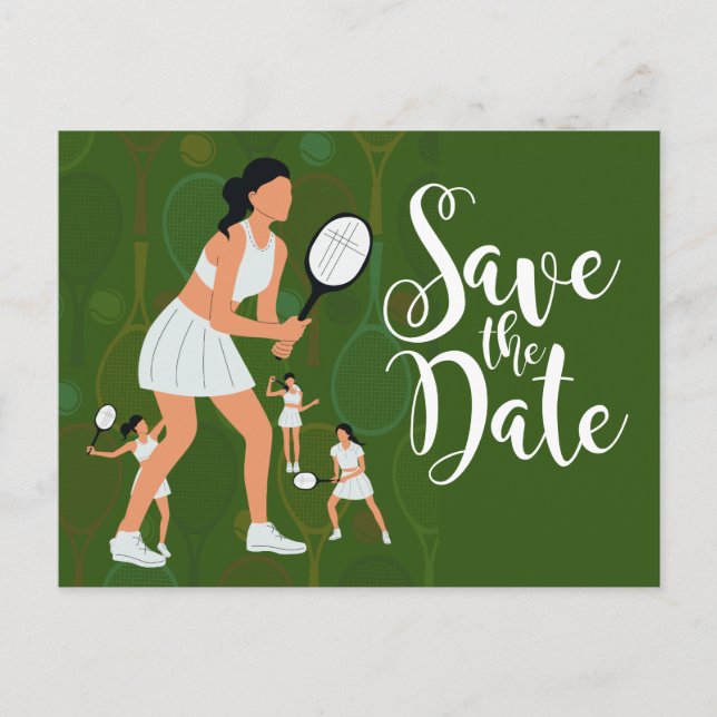Tennis Save the Date Einladungskarte (Vorderseite)