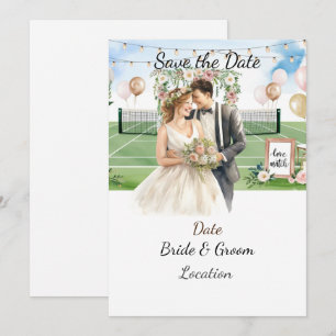 Tennis Save the Date foe Tennis Players Hochzeit Einladung