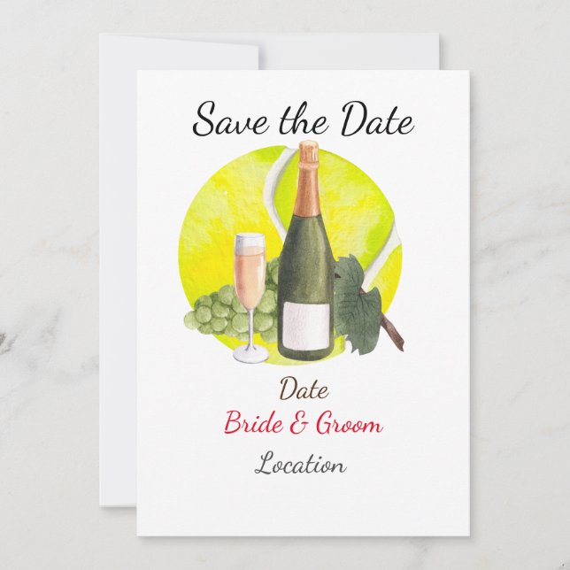 Tennis Save the Date foe Tennis Players Hochzeit Einladung (Vorderseite)