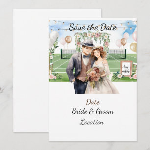 Tennis Save the Date foe Tennis Players Hochzeit Einladung