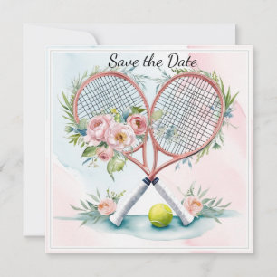 Tennis Save the Date für die Hochzeitswasserfarbe