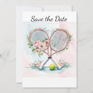 Tennis Save the Date für die Hochzeitswasserfarbe Einladung