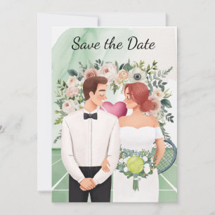 Tennis Save the Date für die Hochzeitswasserfarbe Einladung