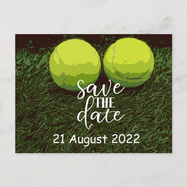 Tennis Save the Date für Party Einladung Postkarte (Vorderseite)