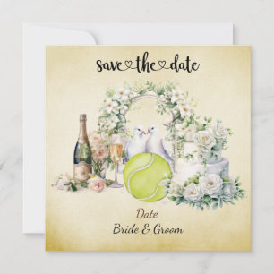 Tennis Save the Date Hochzeitsfeier Einladung