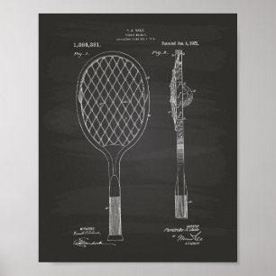 Tennis-Schläger 1921 Patent Kunst Tafelbild Poster