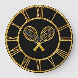 Tennis-Schläger im Gold Große Wanduhr