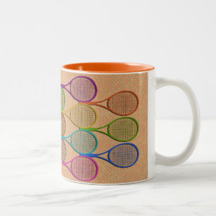 TENNIS-SCHLÄGER in der FARBETasse Zweifarbige Tasse