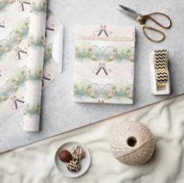 Tennis-Schläger mit Blumenmuster Geschenkpapier