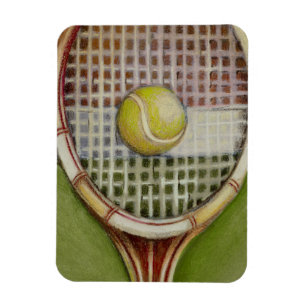 Tennis-Schläger mit dem Ball, der auf Gericht legt Magnet