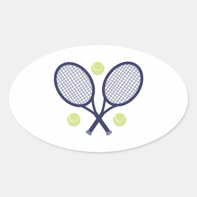 Tennis-Schläger Ovaler Aufkleber (Vorderseite)