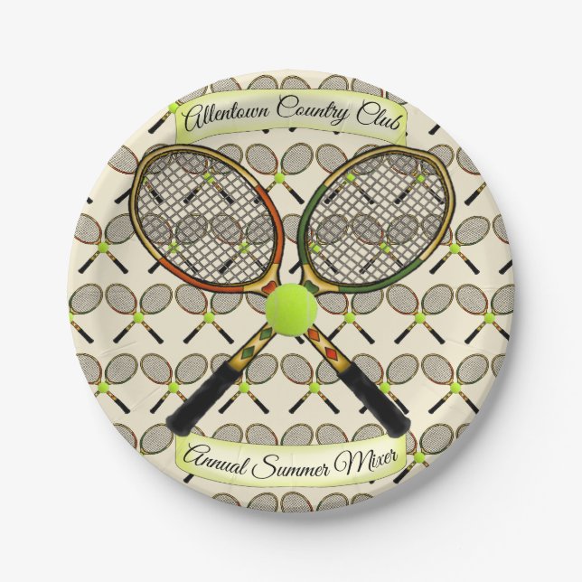 Tennis-Schläger-PapierTeller Pappteller (Vorderseite)