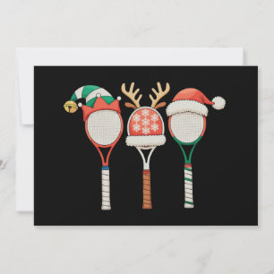 Tennis-Schläger-Rentiergeweih-Santa-Hut-Weihnachte Einladung