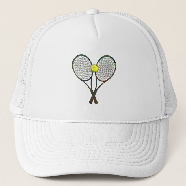 TENNIS-SCHLÄGER u. BALL Hut Truckerkappe (Vorderseite)
