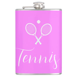 Tennis-Schläger und Ball Tiefrosa  Flachmann
