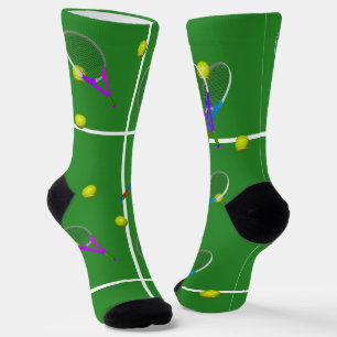 Tennis-Schläger und Bälle Socken