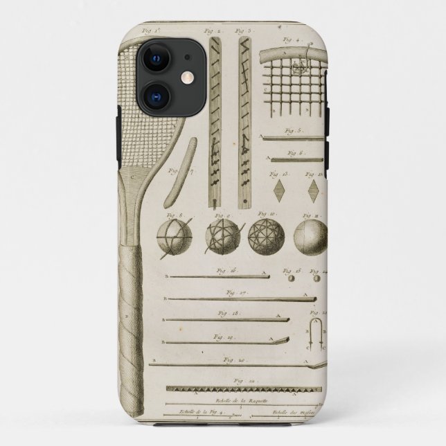 Tennis-Schläger und Billardstöcke, vom 'Encyc Case-Mate iPhone Hülle (Rückseite)