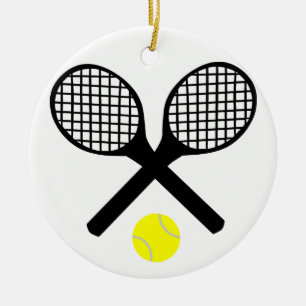 Tennis-Schläger und Tennisball Keramikornament