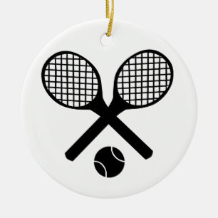 Tennis-Schläger und Tennisball Keramikornament