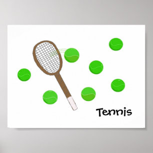 Tennis-Schläger und Tennisbälle Poster