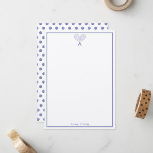 Tennis Schreibwaren Mini Polka Dot Monogramm Blau Mitteilungskarte