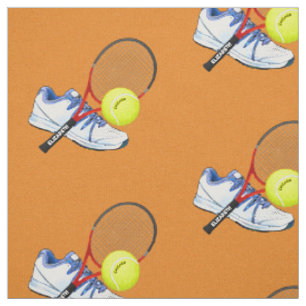 Tennis-Schuh-Ball und Schläger mit Ihrem Stoff