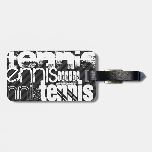 Tennis; Schwarz und Dunkelgrau Streifen Gepäckanhänger (Rückseite horizontal)